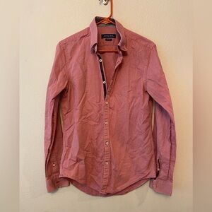 Zara Men Long Sleeve Button-Up Shirt - Pink